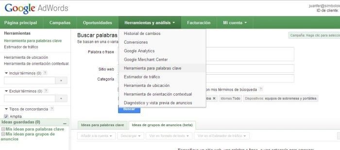 herramienta seleccion de palabras claves adwords herramienta seleccion de palabras claves adwords